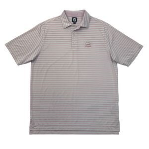 FootJoy Polo Shirt Mens L Large Pink White Short Sleeve Striped Bearpath Golf
